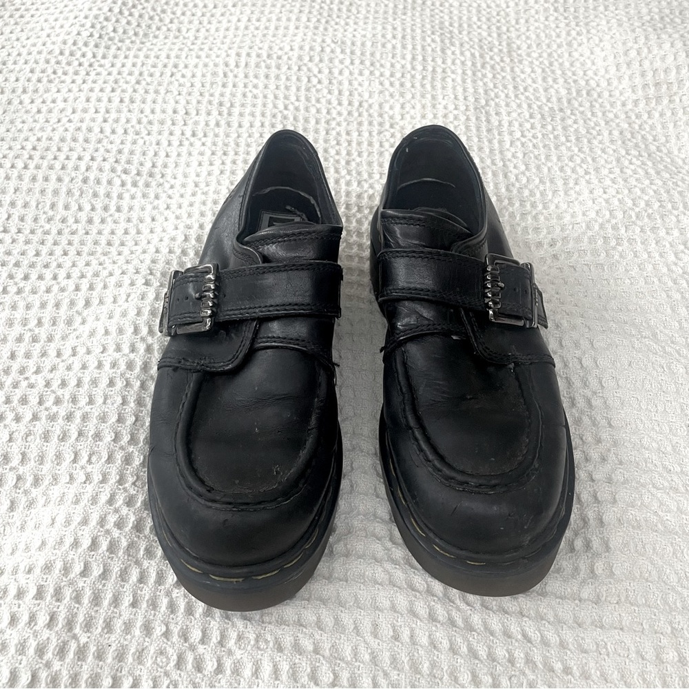 Vintage Dr. Martens England Black One Strap Buckled Platform loafers 8690